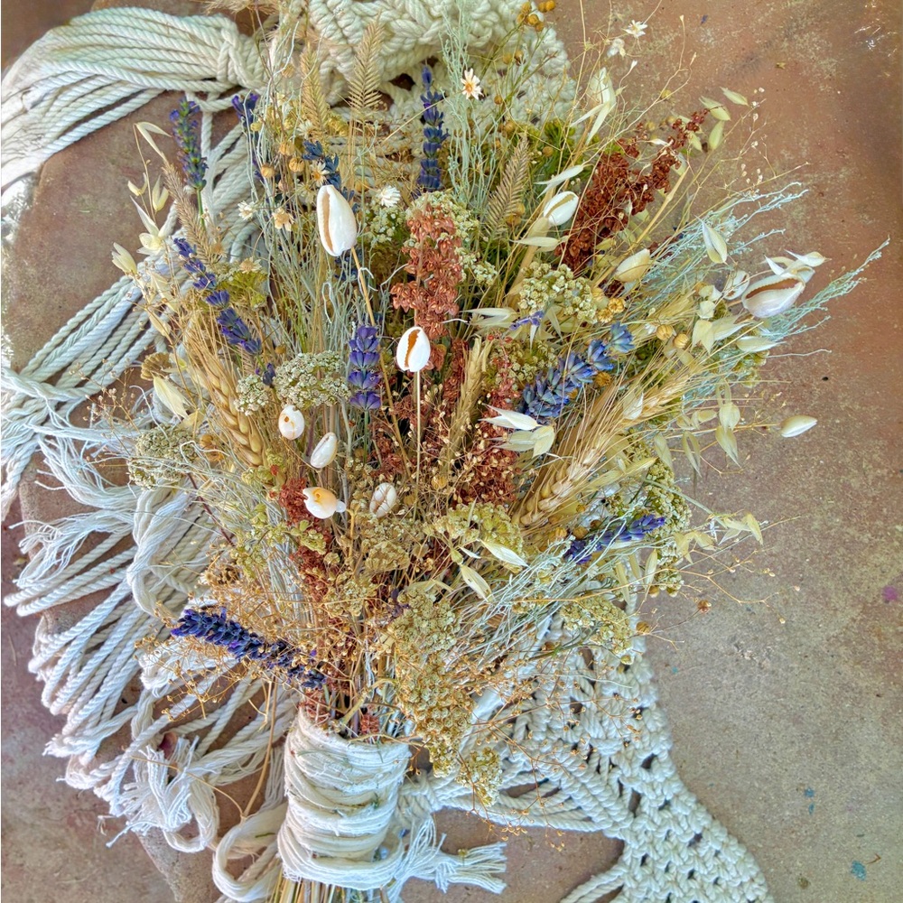 Dried Seashell Bouquet Coastal Bridal Centerpiece Wild Flowers